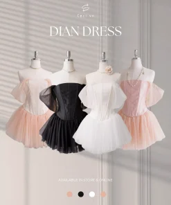 Alternative view of DIAN DRESS 693 – TAFTA – HỒNG
