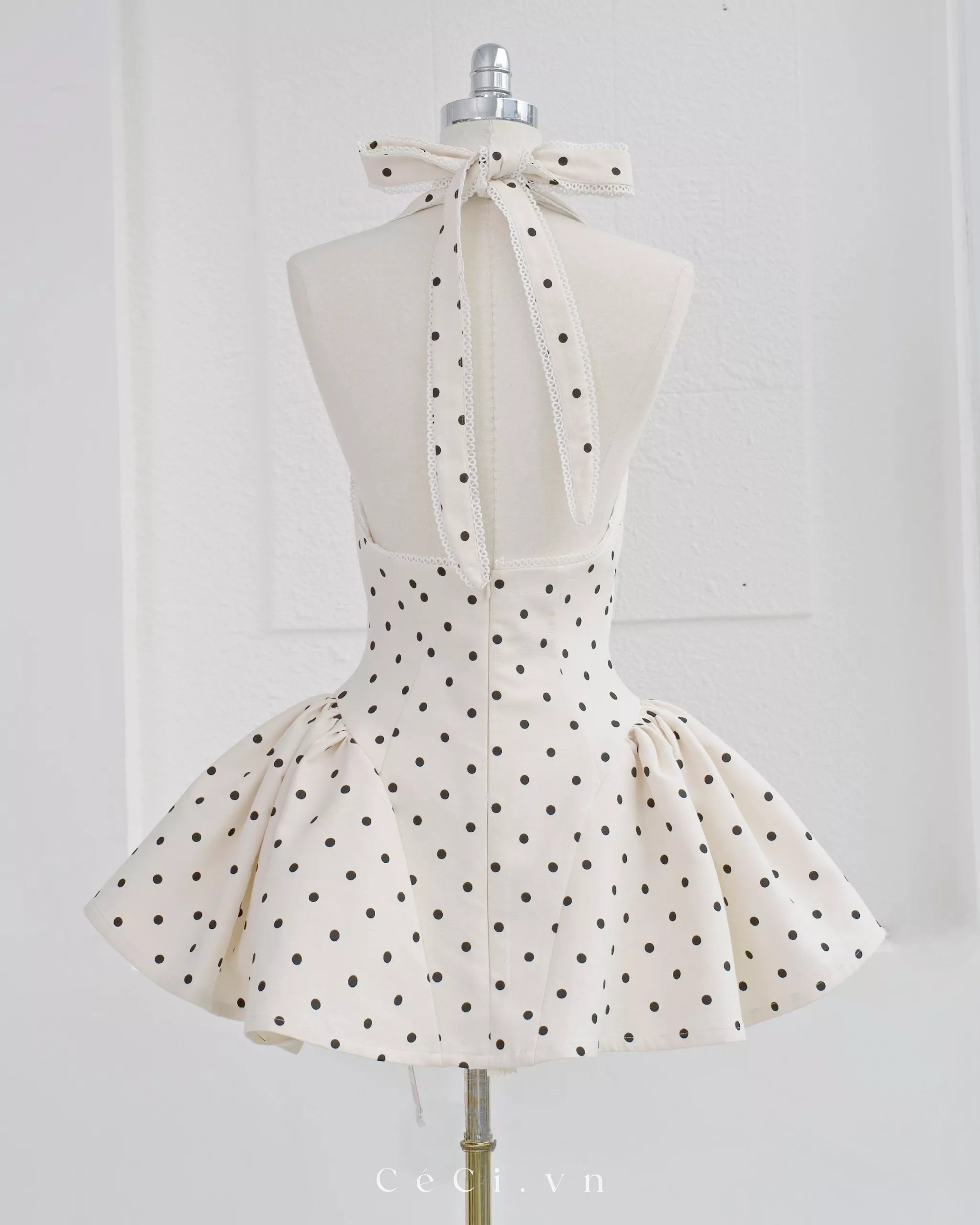 Alternative view of BELLE DRESS 709 - IVORY POLKA